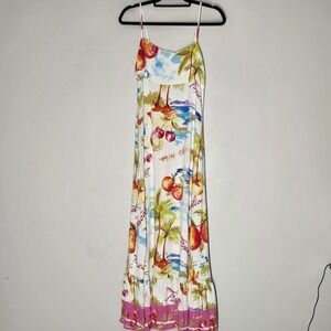 Label of Love Australia Nalani Smocked Linen Blend Maxi Dress XL Resort Tropical